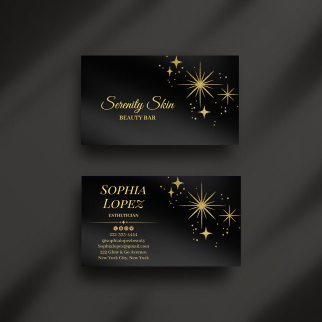Elegant Gold Sparkle Esthetician Business Card (Creator Uploaded)