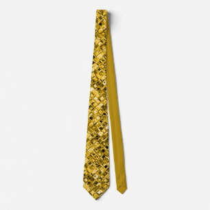 Elegant Gold Sparkle Glitter Gem Pattern Neck Tie