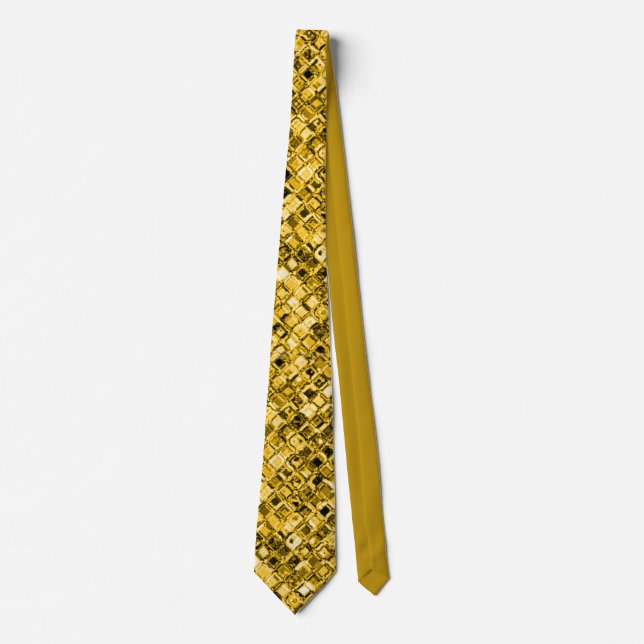 Elegant Gold Sparkle Glitter Gem Pattern Neck Tie (Front)