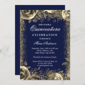 Elegant Gold Sparkle Glitter Quinceanera Invite (Front/Back)