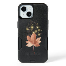 Elegant Gold Sparkle Leaf iPhone 15 Case