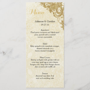 Elegant Gold Sparkle Roses Ivory Menu Cards