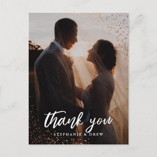 Elegant Gold Sparkle Wedding Thank You Postcard