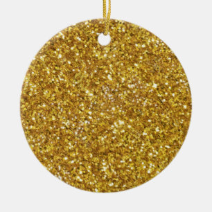Elegant gold sparkles ceramic ornament