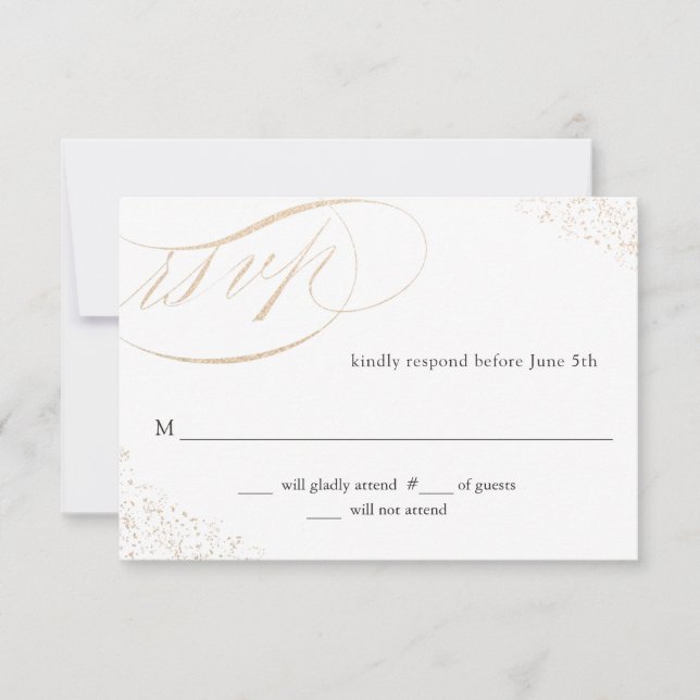 Elegant Gold Speckle Calligraphy Script Wedding (Front)