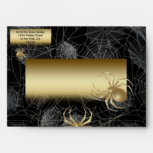 Elegant Gold Spiders Envelope (Front)