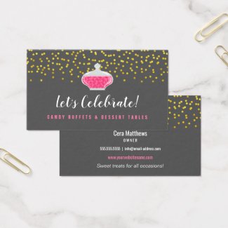 Elegant Gold Sprinkles Candy Buffet Business Card