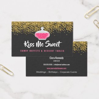 Elegant Gold Sprinkles Candy Dessert Buffet Business Card