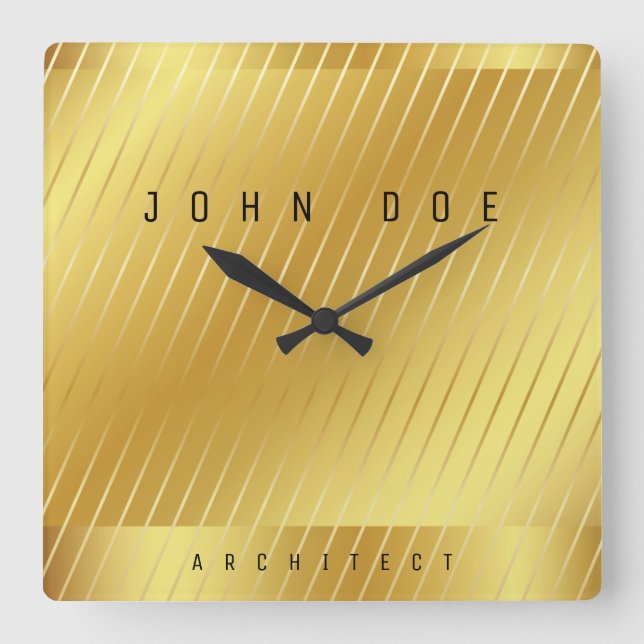 Elegant Gold Square Acrylic Wall Clock (Front)