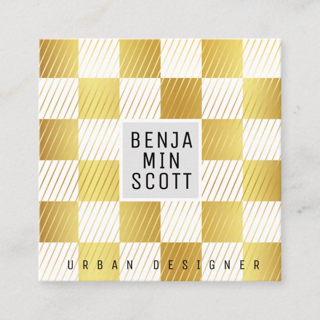 Elegant Gold Square Business Card (Front)