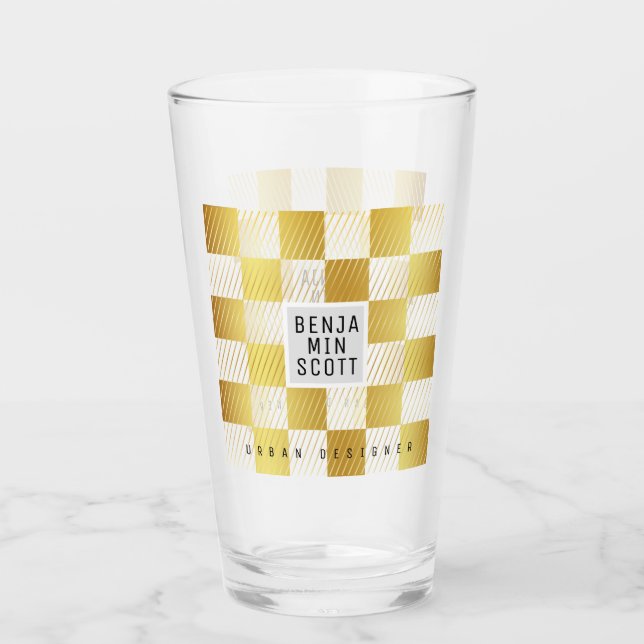 Elegant Gold Square Glass Cup (Front)