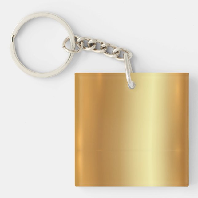 Elegant Gold Square Single Sided Blank Template Keychain (Front)