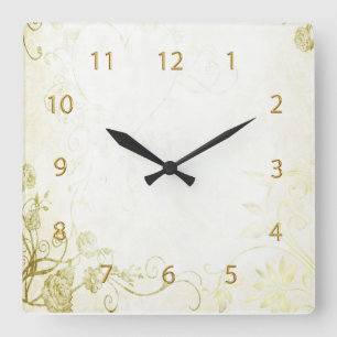 Elegant Gold Square Wall Clock