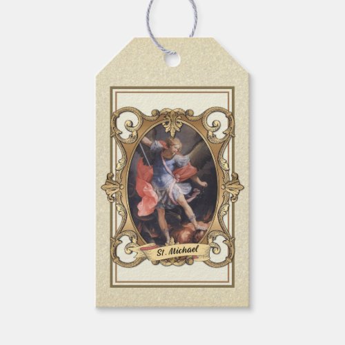 Elegant Gold St Michael the Archangel Religious Gift Tags