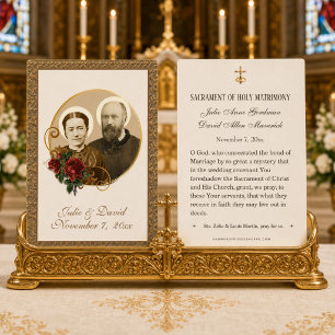 Elegant Gold St. Zelie & Louis Martin Wedding Card