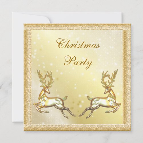 Elegant Gold Stags Classy Christmas Party Invitation
