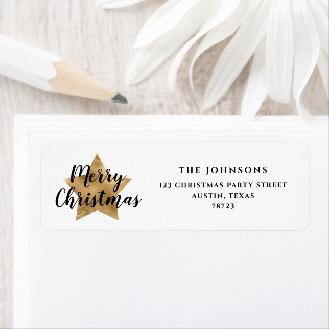 Elegant Gold Star Christmas Address Label (Insitu)