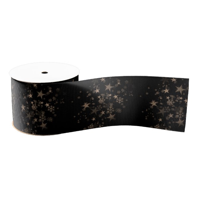 Elegant Gold Star Holiday New year Gifts  Grosgrain Ribbon (Spool)