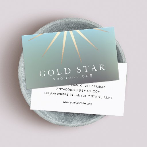 Customizable Corporate Executive Gold Star Logo Entertainment Business Card Template