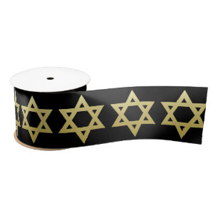 Elegant Gold Star of David - Hanukkah Satin Ribbon