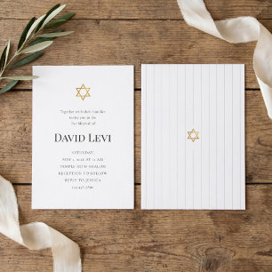 Elegant Gold Star of David Minimalist Bar Mitzvah Invitation