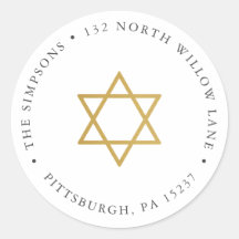 Elegant Gold Star of David Return Address 