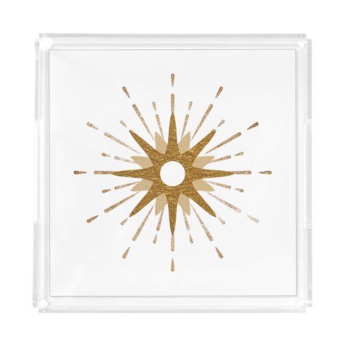 Elegant Gold Starburst Acrylic Tray