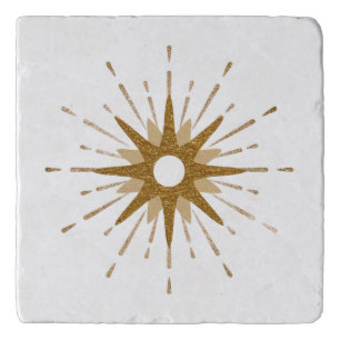 Elegant Gold Starburst Marble Trivet