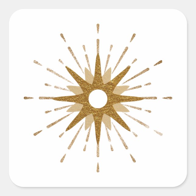 Elegant Gold Starburst Square Sticker (Front)