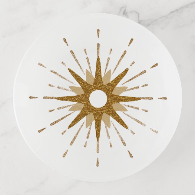 Elegant Gold Starburst Trinket Tray (Front)