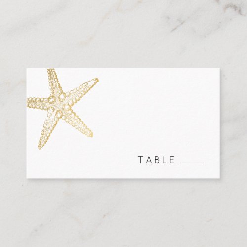 Elegant Gold Starfish Nautical Beach Place Card
