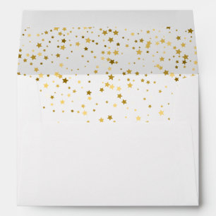 Elegant Gold Stars Confetti Return Address Envelope