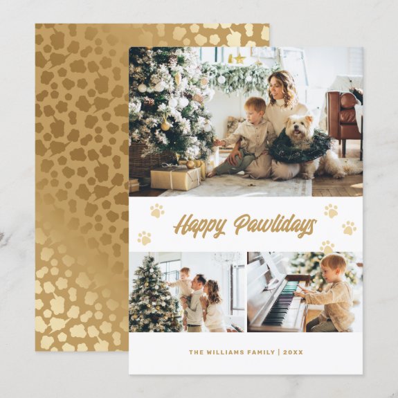 Elegant Gold Stars Happy Pawlidays Photo