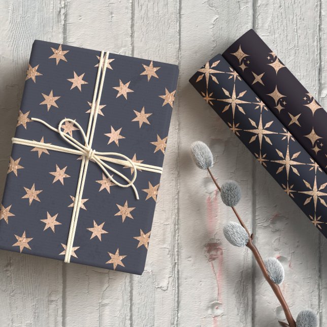 Elegant Gold Stars Purple Wrapping Paper Sheets (Creator Uploaded)