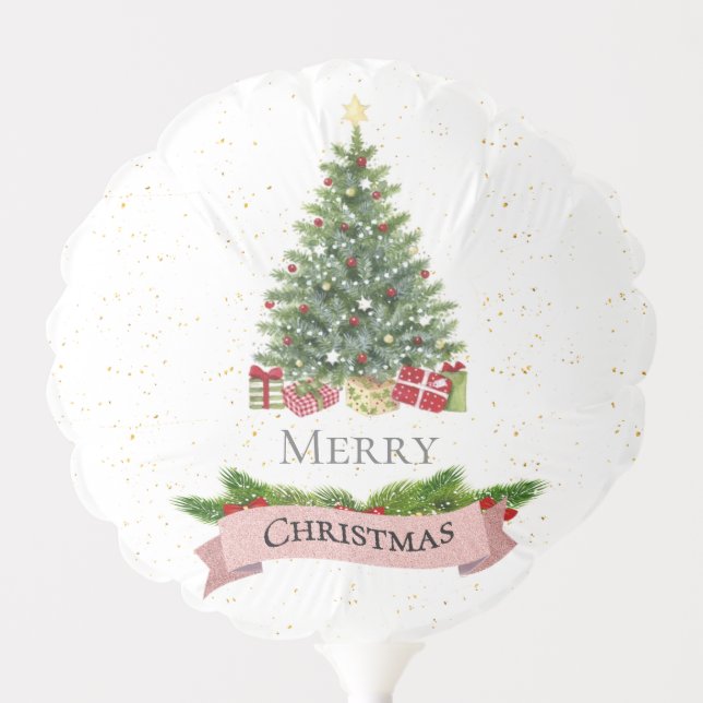 Elegant Gold Stars  Tree Merry Christmas Party Balloon (Front)