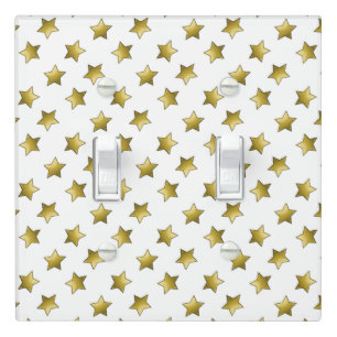 Elegant gold stars white pattern light switch cover