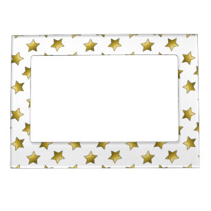 Elegant gold stars white pattern magnetic frame