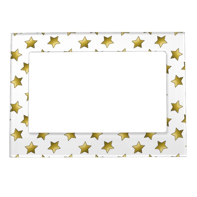 Elegant gold stars white pattern magnetic frame (Front)