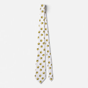 Elegant gold stars white pattern neck tie