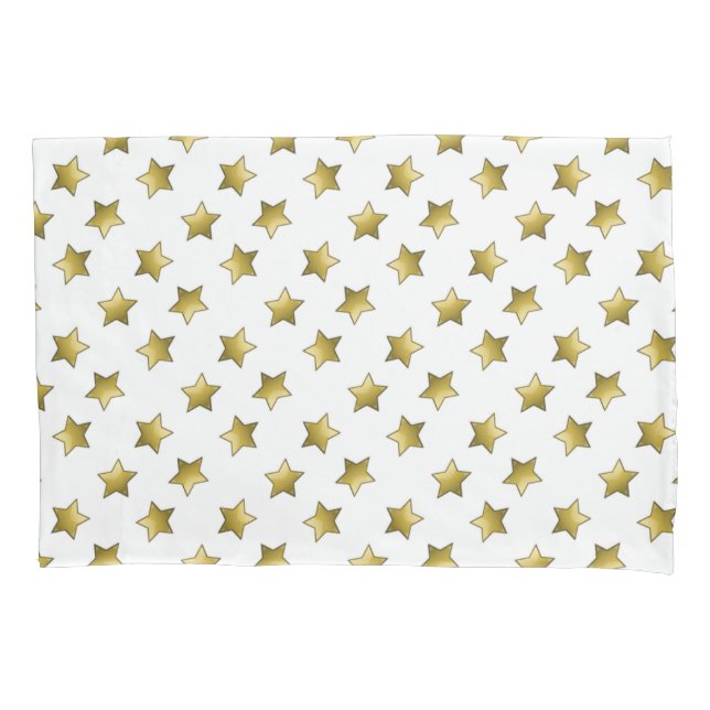 Elegant gold stars white pattern pillow case (Front)