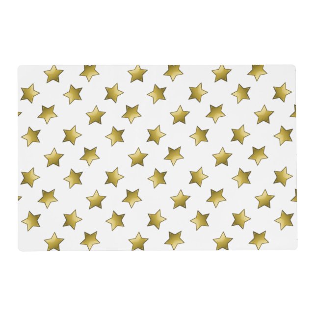 Elegant gold stars white pattern placemat (Front)