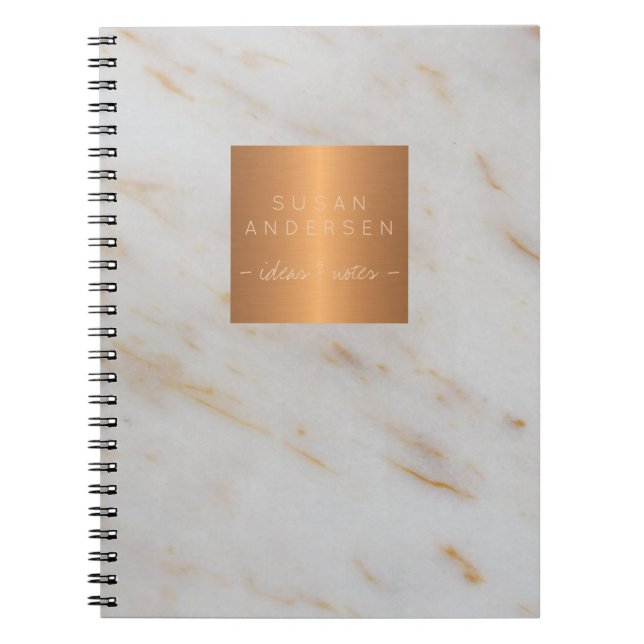 Elegant gold steel copper metallic grey marble notebook (Front)