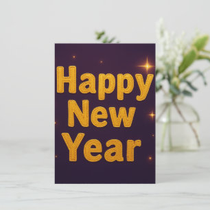 Elegant Gold Stitched Typography Classy Party Holiday Card