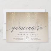 Elegant Gold String Lights Quinceanera Invitation (Front)
