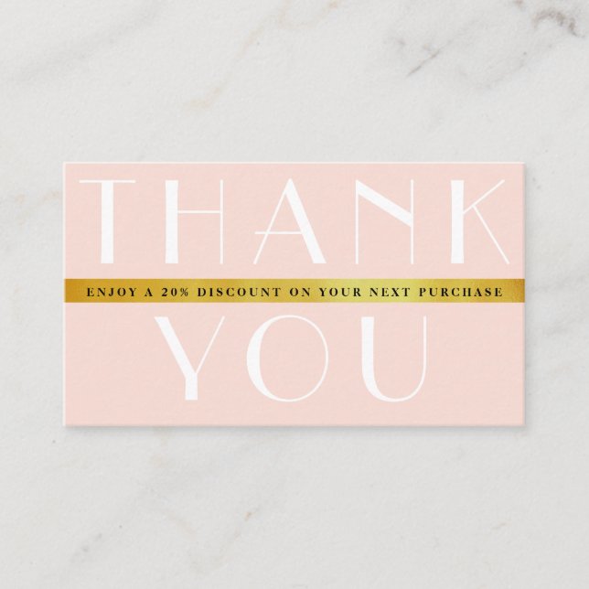 elegant gold strip thank you business card (Front)