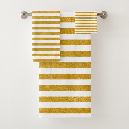 Elegant Gold Stripe Custom Your Color Bath Towel Set