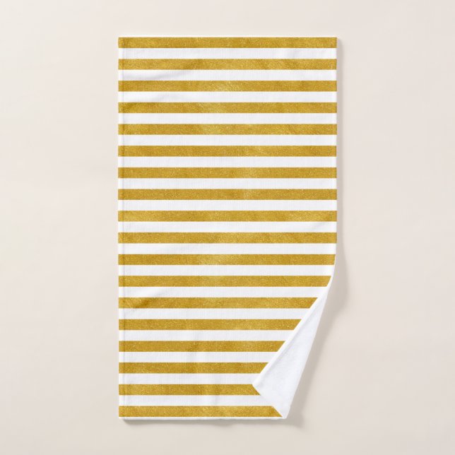 Elegant Gold Stripe -Custom Your Color- Hand Towel (Hand Towel)