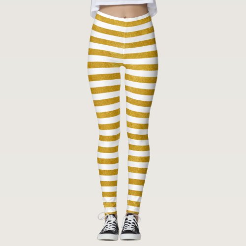 Elegant Gold Stripe _Custom Your Color_ Leggings