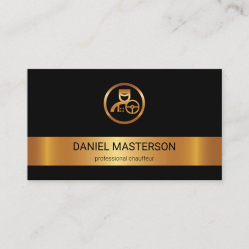 Elegant Gold Stripe Gold Chauffeur Logo Driver Business Card