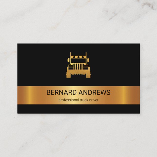 Elegant Gold Stripe Gold Truck Transport Driver Business Card (Front)